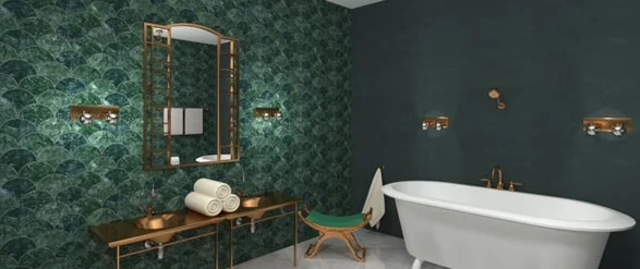 desain interior tema art deco untuk kamar mandi bergaya