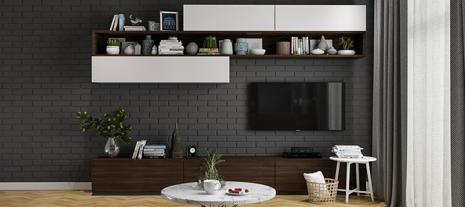 interior kamar tidur nuansa hitam putih