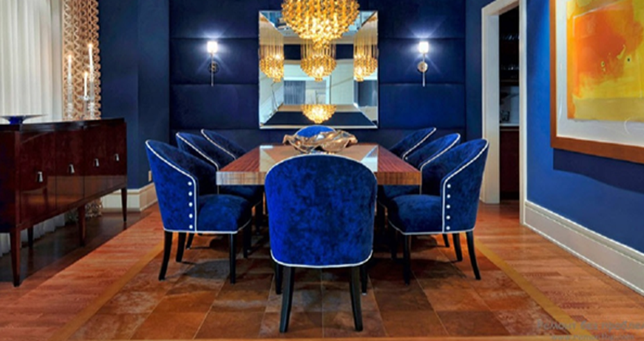 desain interior ruang tamu kombinasi warna biru